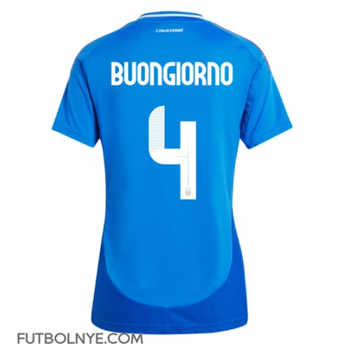 Camiseta Italia Alessandro Buongiorno #4 Primera Equipación para mujer Eurocopa 2024 manga corta
